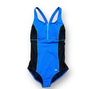 Speedo Royal Blue and Black Racerback One-Piece Swimsuit